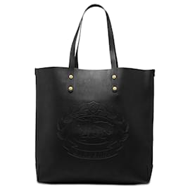 Burberry Large Tote aus geprägtem Leder mit Wappen in Schwarz