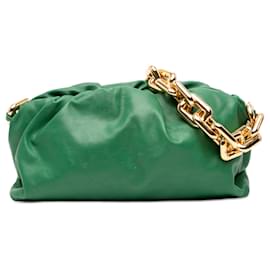 Borsa a tracolla Pouch con catena in nappa verde Bottega Veneta