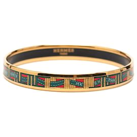 Red Hermès Narrow Cloisonne Enamel Bangle 62 Costume Bracelet