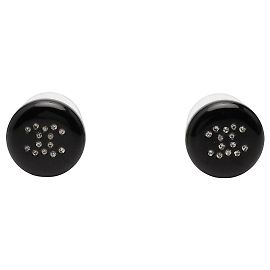 Schwarze Chanel CC Ohrstecker aus Resin und Strass
