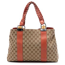 Borsa Tote Gucci Medium GG Canvas Bamboo Libeccio Beige
