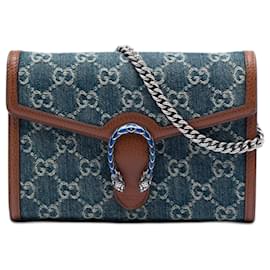 Gucci GG Denim Dionysus Crossbody-Bag mit Kettenportemonnaie in Blau