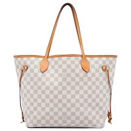 White Louis Vuitton Damier Azur Neverfull MM Tote Bag