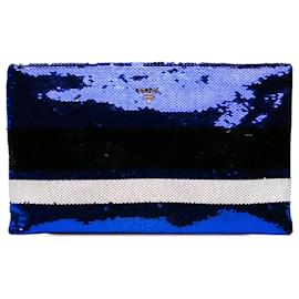 Borsa a Pochette Prada Paillettes Blu