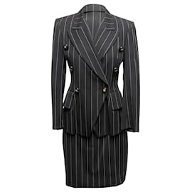 Tailleur gonna doppiopetto Escada in lana a gessetto nero Taglia EU 34