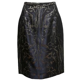 Oscar de la Renta Bleistiftrock aus Metallic-Jacquard in Schwarz & Gold US 10