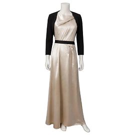 Paule Ka Beiges langes Kleid mit schwarzem Bolero