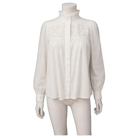 Claudie Pierlot Blusa in cotone bianca con pizzo