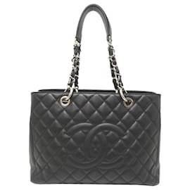 Borsa Chanel GST Tote in pelle di vitello grana naturale nera