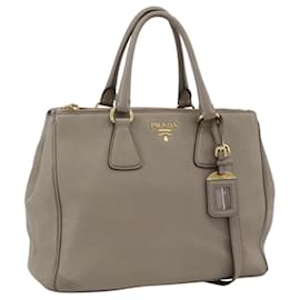 PRADA Hand Bag Leather 2way Gray Gold - Prada