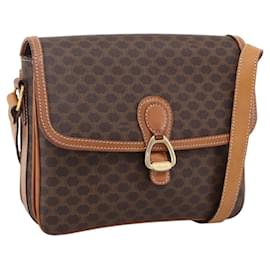 Céline CELINE Macadam Canvas Shoulder Bag PVC Leather Brown Gold