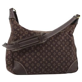 LOUIS VUITTON Monogram Mini Lin Boulogne Bag Brown Ebene M95225 LV