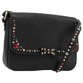 Miu Miu Schultertasche aus Leder Schwarz Gold