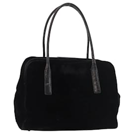 PRADA Hand Bag Velor Black