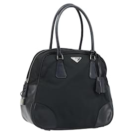 PRADA Hand Bag Nylon Black Silver