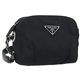 PRADA Chain Shoulder Bag Nylon Black Gold