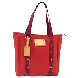 LOUIS VUITTON Antigua Cabas MM Tote Bag Red M40034 LV