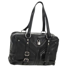 SAINT LAURENT Shoulder Bag Leather Black Silver 227747