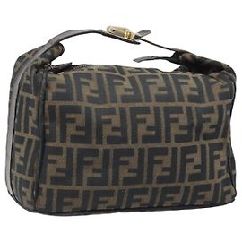 FENDI Bolso de mano de lona Zucca Negro Oro
