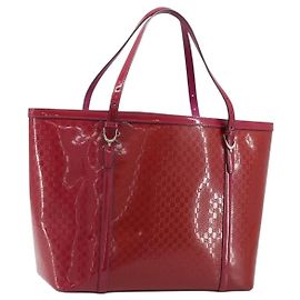 GUCCI Micro GG Canvas Tote Bag PVC Red Gold 309613