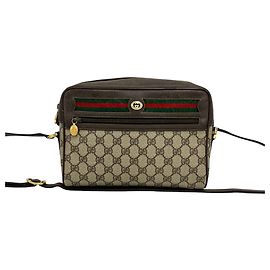 Bolsa de Ombro em Couro GUCCI Vintage Sherry Line GG Logo