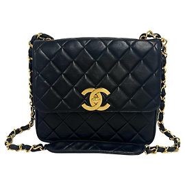 Borsa a tracolla Chanel Vintage Matelassé Coco Mark in pelle di agnello