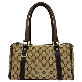 Borsa Boston Gucci in tela e pelle marrone