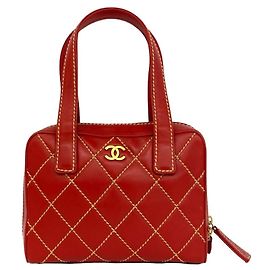Borsa Mini Tote Chanel Coco Mark Wild Stitch in pelle