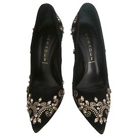 Décolleté Casadei neri con strass