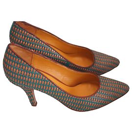 Bimba & Lola Bimba y Lola Décolleté in pelle intrecciata arancione e turchese