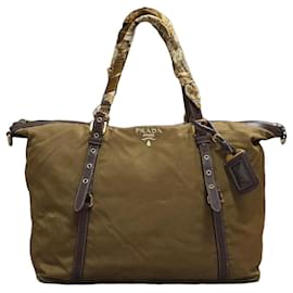 Borsa a mano Prada in tela di nylon kaki
