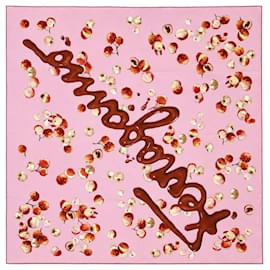 Salvatore Ferragamo Foulard in seta con stampa litchi rosa