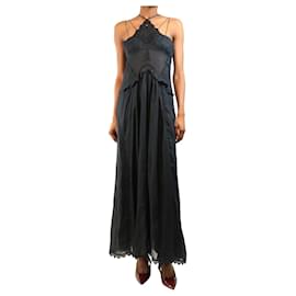 Vestido maxi Lindy negro con ribete de encaje - size UK 8 - Isabel Marant