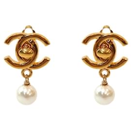Orecchini Pearl Drop Turnlock Gold - Chanel