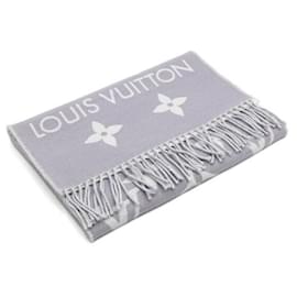 Louis Vuitton Sciarpa reversibile unisex Essential in lana monogram monogram grigio chiaro
