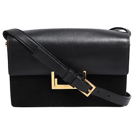 Saint Laurent Bolsa Lulu em camurça e couro preta