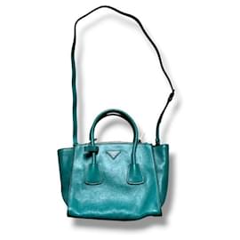 Borsa 2way in pelle color teal - Prada