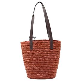 Saint Laurent Brown Paris Panier Shopper aus Raffia und Leder
