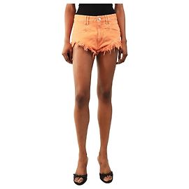 Isabel Marant Orange Denim Mini-Shorts mit Fransen - size UK 8