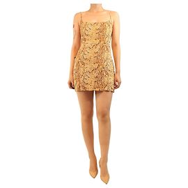 Reformation Mini vestido com estampa de cobra amarelo - size S