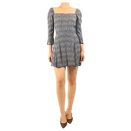 Reformation Mini vestido estampado pied-de-poule preto - size S