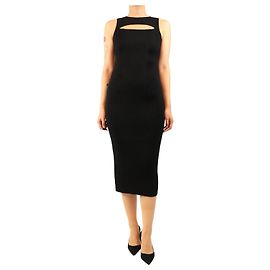 Alexander Mcqueen Abito midi a coste senza maniche nero - size M