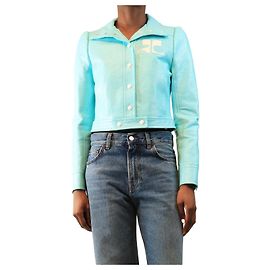 Courreges Giacca in ecopelle turchese - taglia UK 8