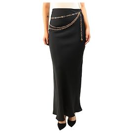 Paco Rabanne Maxirock aus schwarzem Satin - size UK 8