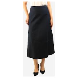 The row Falda midi línea A de algodón azul marino - size UK 8