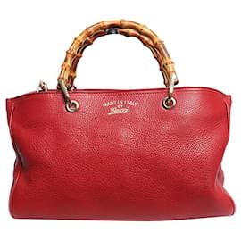 Gucci Red Bamboo Shopper Tote-Tasche