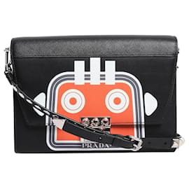 Borsa a spalla robot Elektra medium nera e arancione - Prada