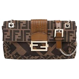 Fendi Borsa Baguette Zucca marrone
