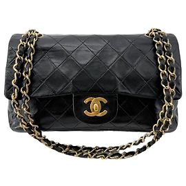 Chanel Borsa Classic Double Flap vintage 1991 in pelle d'agnello nera