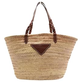 Tote Palm in tessuto intrecciato neutro - Prada